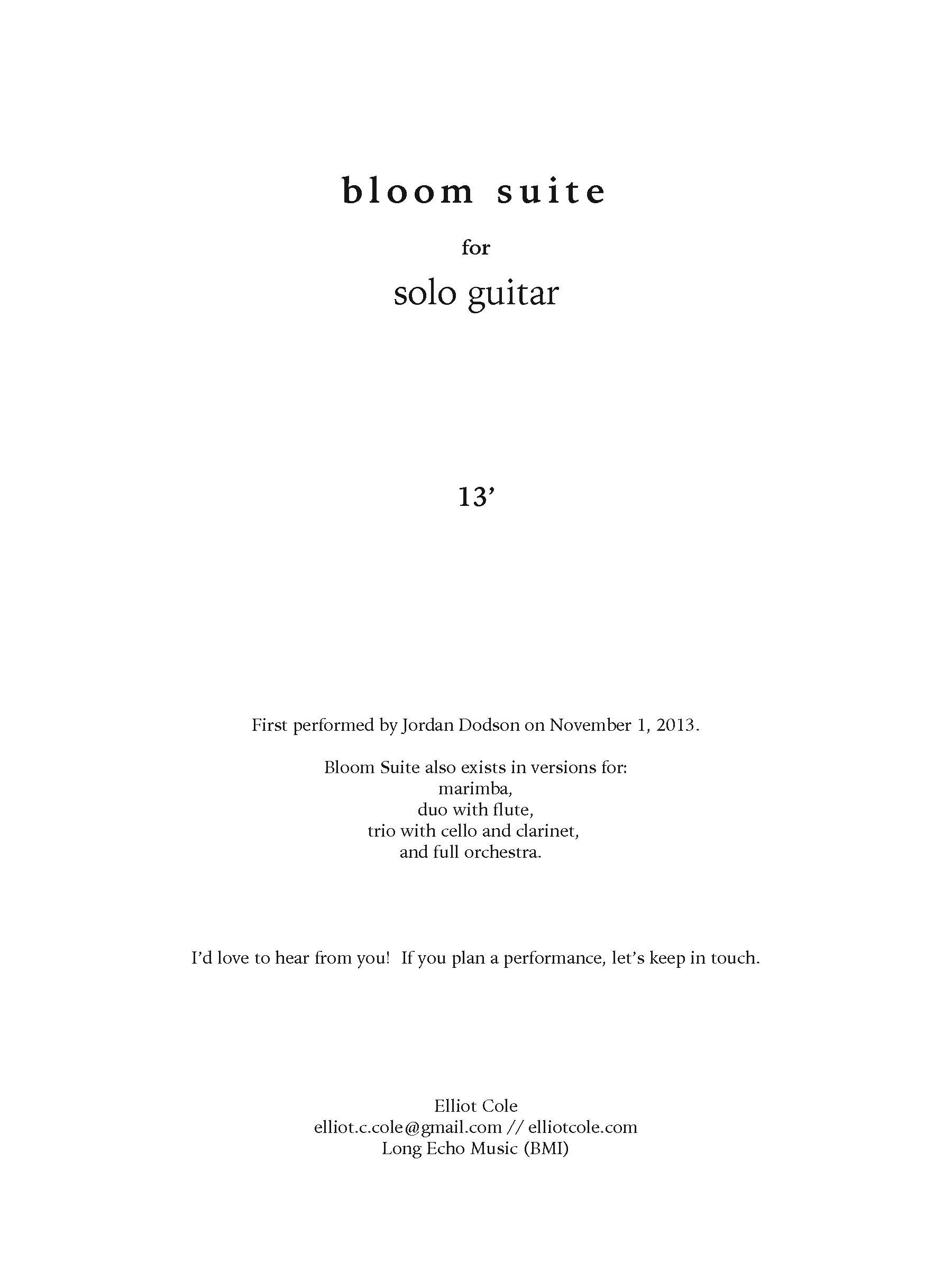 Bloom Suite score page